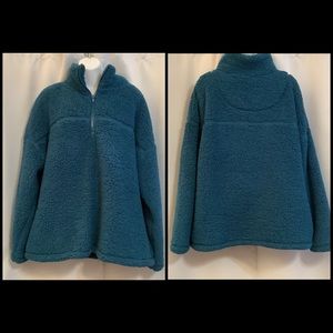 Color Alien Pullover Women’s 1X Teddy Fleece Fluffy 3/4 Zipper